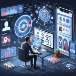 Small business owner using AI to target ads for gluten-free cookies.