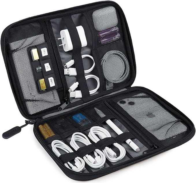 Bagsmart travel cable organizer with chargers and tech gear