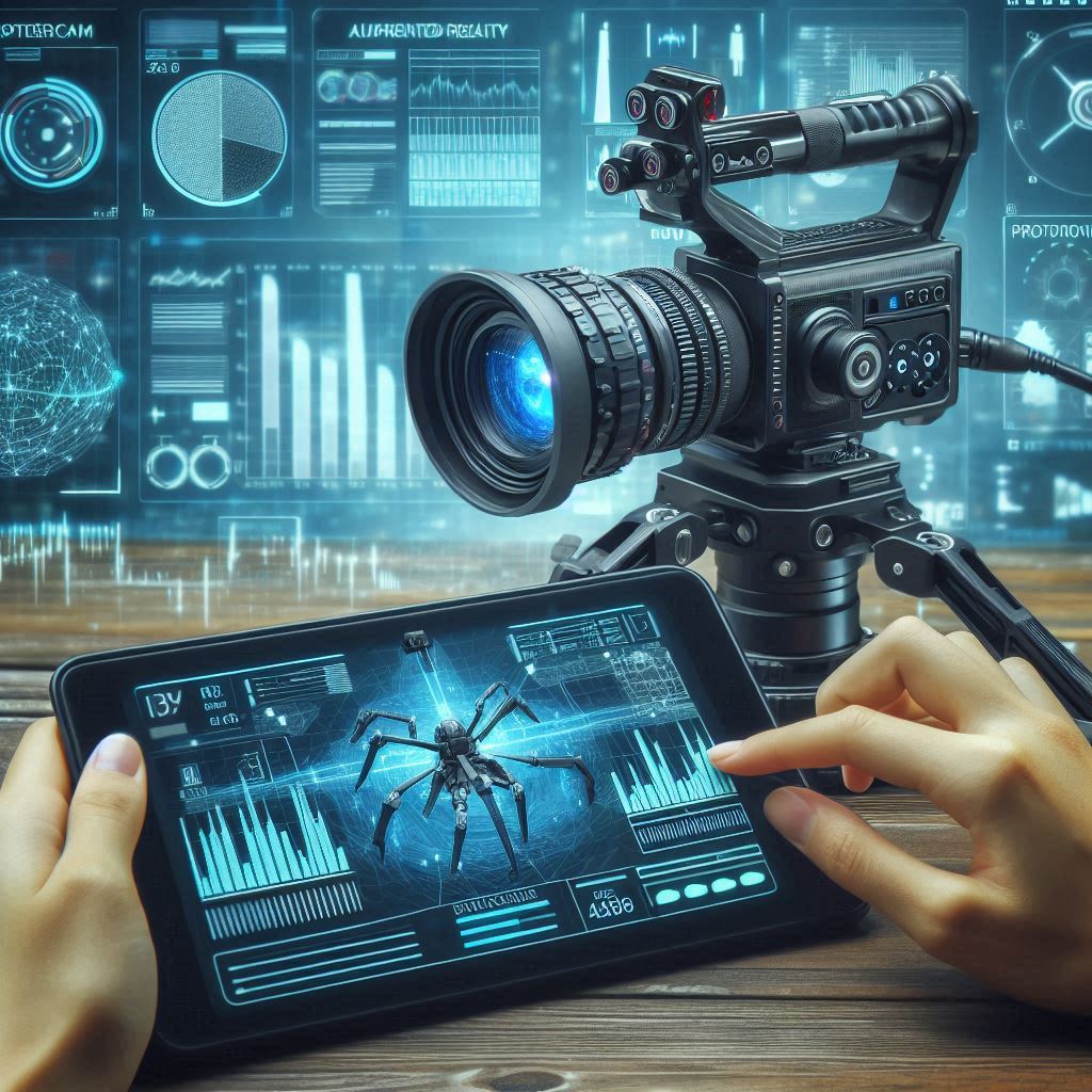 Spidercam capturing an aerial view of the cricket stadium with augmented reality stats overlaying the action.