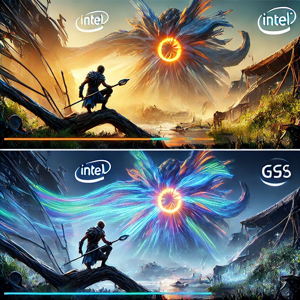 A side-by-side comparison of Intel Arc B580 GPU drivers, showing the improvement from a buggy version to the latest stable update.