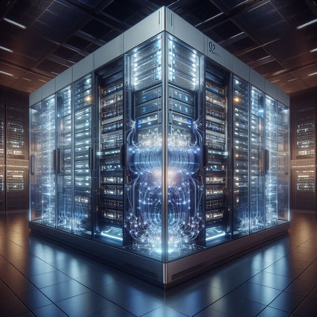 Fugaku supercomputer in Kobe, Japan analyzing COVID-19 spread patterns and tsunami prediction models