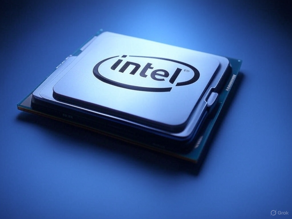 Close-up of an Intel Core i9-13900K processor glowing with blue lights on a gaming PC setup, surrounded by RGB-lit components