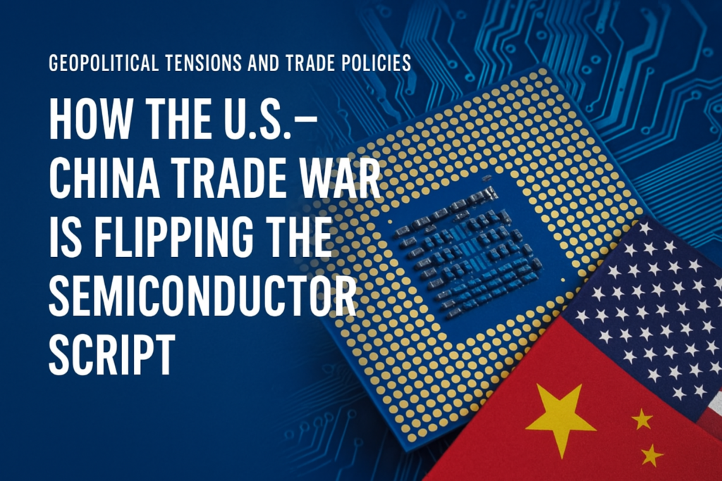 Infographic depicting shifts in semiconductor strategy due to U.S.-China conflict