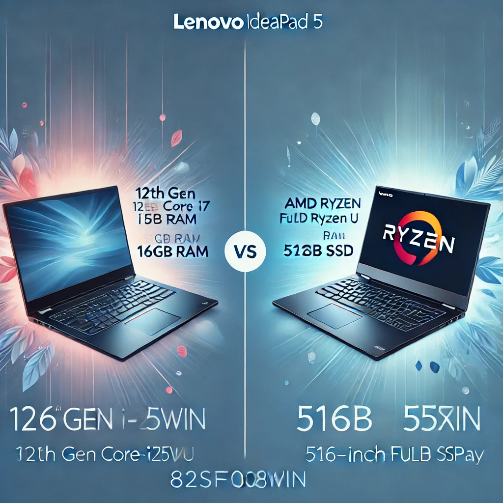 Comparison of Lenovo IdeaPad 5 82sf008win and 82sf004xin laptops with key specs highlighted.