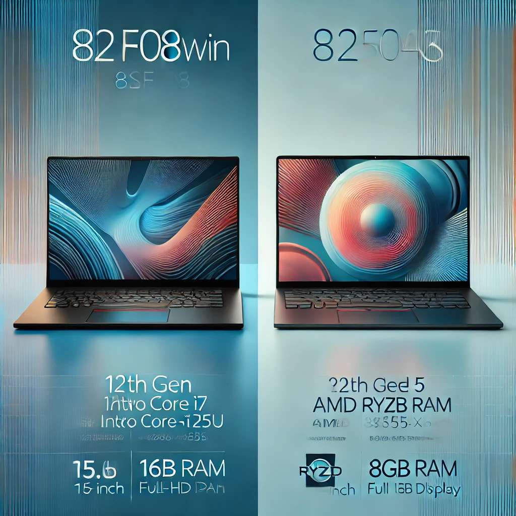 Comparison of Lenovo IdeaPad 5 82sf008win and 82sf004xin laptops highlighting key specs.