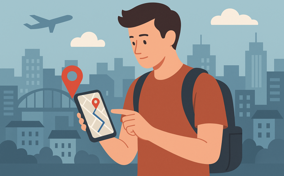 navigatiom tool new days this is the image of a man carring GPS device